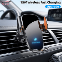 Support de téléphone portable pour voiture amélioré, flexible et portable, avec charge rapide sans fil 15W, surface en verre, rotation à 360° et fixation automatique sur grille d'aération