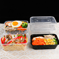 Boîte d'emballage à emporter avec logo personnalisé en gros Conteneurs pour la préparation des repas en plastique Boîte pour aliments avec couvercle