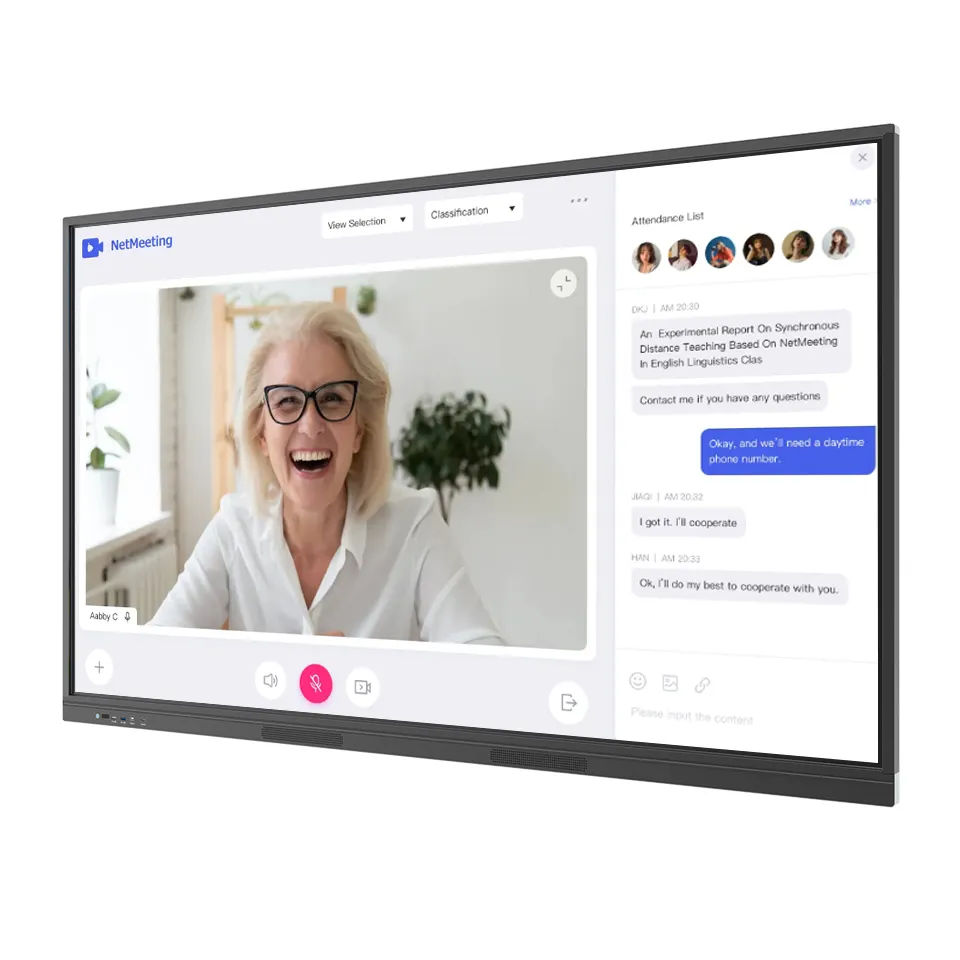 100/85/75/65 นิ้วความละเอียด 4K กระดานโต้ตอบ All-In-One LCD หน้าจอสัมผัสสมาร์ทไวท์บอร์ดสําหรับการร่วมมือที่เพิ่มขึ้น