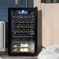 Cave à vin électrique JOSOO sur mesure, noire, intelligente, haute, autoportante, avec porte en verre et écran tactile LCD