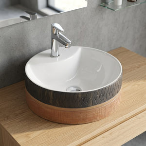 Pour lavabo de salle de bain rond une pièce en granit moderne de taille personnalisée avec égouttoir - Product Image 4