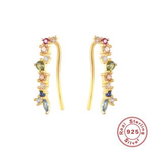 ROXI - Pendientes de Oreja de Plata de Ley Chapados en Oro, Estilo Punk, para Compromiso o Boda, con Circonitas y Diamantes - Product Image 3