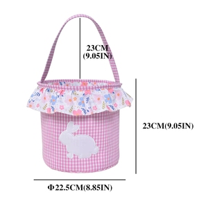 Cestas de Pascua Grandes con Estampado de Cuadros, Diseño de Conejito, para Dulces, Venta Directa de Fábrica - Product Image 5