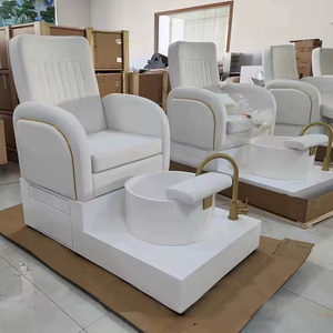 Modern Luxury Pedicure <b>Chair</b> Reclining Seat Whirlpool Tub 7 Color LED Lights Ceramic Plastic Foot Spa Nail Salon Furniture - Product Image 2