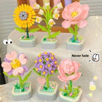 ABS-Kunststoff-Bausteine Blumen Künstliche Blumentöpfe Kompatibel mit Kleinteilen Pädagogisches Montagespielzeug Tiere Natur