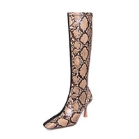 Ưa Thích Phía Dây Kéo Chân Vuông Cao Gót Stiletto Dài Couture Cộng Với Kích Thước Của Phụ Nữ Khởi Động