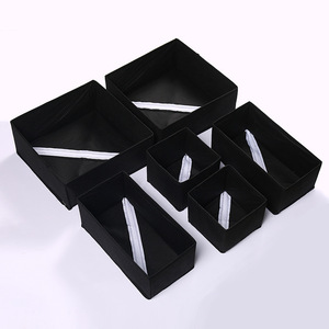 Clothing Organizer Storage Box Set Foldable Stackable Rectangular Underwear <b>Drawer</b> Organizer Solid Color Non Woven Fabric <b>6</b> - Product Image 2