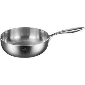 Wok en acier inoxydable Clang 316 à fond plat, poêle multifonctionnelle pour cuisinières à induction et à gaz - Product Image 2