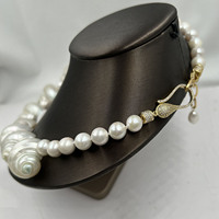 Collier ras du cou de 18 pouces en perles d'eau douce Edison 100 % naturelles, forme pomme de terre, 9 mm, qualité AA, avec fermoir en laiton plaqué or 18 carats, pour femme, grande taille