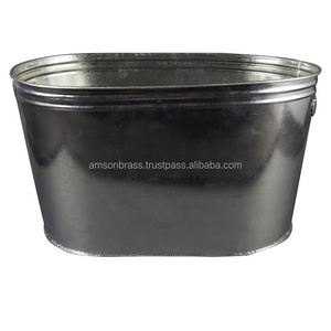 ถังใส่น้ำแข็งโลหะชุบสังกะสีทรงรีถังดีบุกแบบเรียบสำหรับตกแต่งบาร์ถังไวน์โลหะทรงรี - Product Image 4