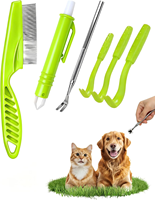 Kit de nettoyage pour animaux Ishow PT01, outil de suppression des tiques, des poux et des puces pour chiens et chats, crochet en plastique pour animaux