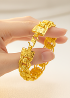 Bracelet à double chaîne épaisse pour homme, tendance géométrique, plaqué or 24 carats, bijoux Z H - Cadeau