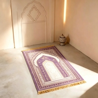 Tapis de prière islamique moderne, lavable, imprimé en 3D, décoré de pompons, tapis de prière portable pour la maison, la mosquée, les voyages
