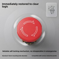 Tombol Stop Darurat Sakelar Tekan 16mm/22mm Cincin Peringatan 1no1nc Tombol Tekan Tahan Air Kontrol Lift dengan Penutup
