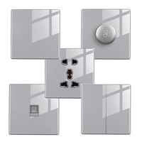 Interrupteurs et prises en verre coloré KLASS, or gris, grand panneau, design ultra fin, type 86, blanc noir, 220V, interrupteur intelligent IP20