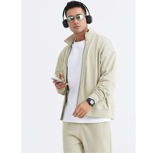 Customizable Heavyweight Cotton Zip <b>Hoodie</b> Men's Streetwear <b>Plain</b> <b>Black</b> Full Zip-Up No Drawstrings - Product Image 6