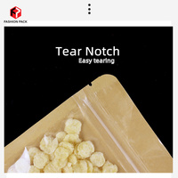 Papier kraft imprimé personnalisé, sac d'emballage Transparent à fermeture éclair pour cosmétique, Top graine fleur, auto-scellant