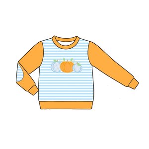T-shirts personnalisés pour bébés garçons motif citrouille, vente en gros, vêtements pour enfants, boutique, usine, mode enfantine, frères, automne, vêtements pour tout-petits - Product Image 5