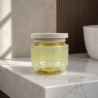 Pot en plastique conique teinté ambre de 250 g, pot à crème cosmétique avec couvercle en disque blanc cassé pour beurre corporel et capillaire