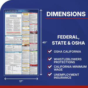 Affiche de la loi du <span class=keywords><strong>travail</strong></span> fédérale et étatique de Californie 2026, conforme à la norme OSHA - Product Image 2