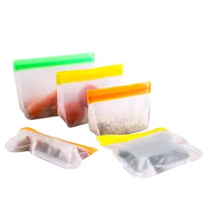 Wadah Penyimpanan Makanan Kedap Udara Yang Dapat Dicuci Tas Memasak Serbaguna untuk Paket Kulkas Microwave BPA Gratis Tas Galon Freezer Datar
