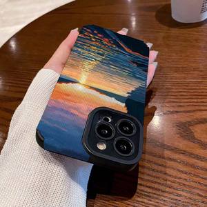 Hermosa playa puesta de sol Color impresión suave TPU cuero funda de teléfono móvil para Iphone 6 7 8 X Xr Xs 11 12 13 14 15 16 17 - Product Image 5