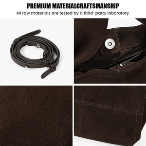 Borsa Tote in vera pelle scamosciata con Logo personalizzato borse minimaliste a tracolla da donna con marchio di lusso - Product Image 3