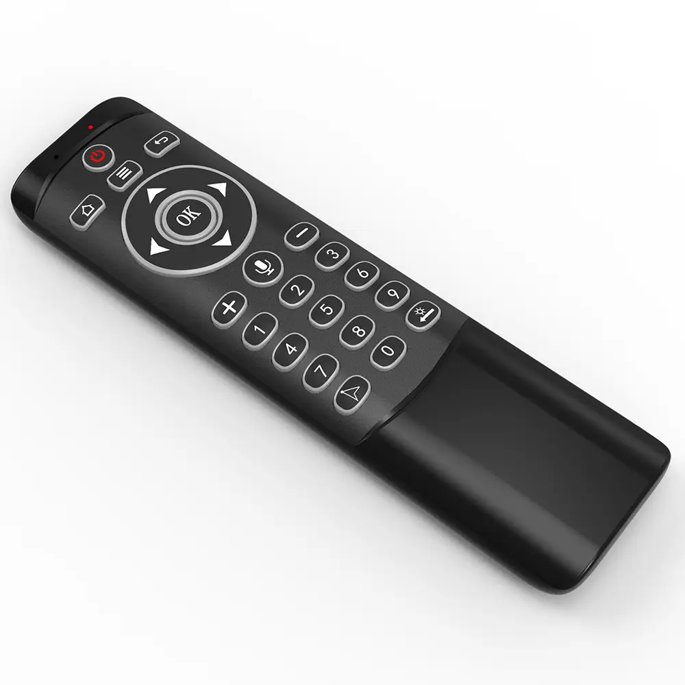 Remote Kontrol Suara Nirkabel 2.4G, dengan Giroskop IR Belajar Mouse Udara Backlit untuk TV Pintar Android TV Kotak Proyektor
