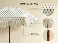 Parasol de plage tropical en acier inoxydable avec franges pour hôtel, parc et supermarché - Mobilier d'extérieur