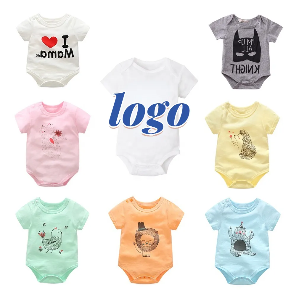 New Fashion oem/odm cartoon baby clothing jumpsuit wholesale cotton unisex baby clothes rompers set with logo/color/size