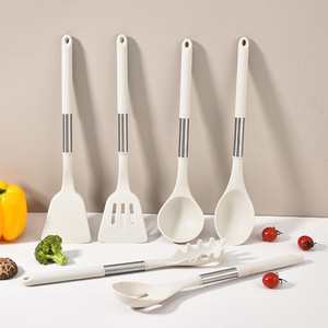 Ensemble d'ustensiles de cuisine 11 pièces en acier inoxydable avec poignées en silicone, accessoires de cuisson, spatules et cuillères, avec rangement - Product Image 3