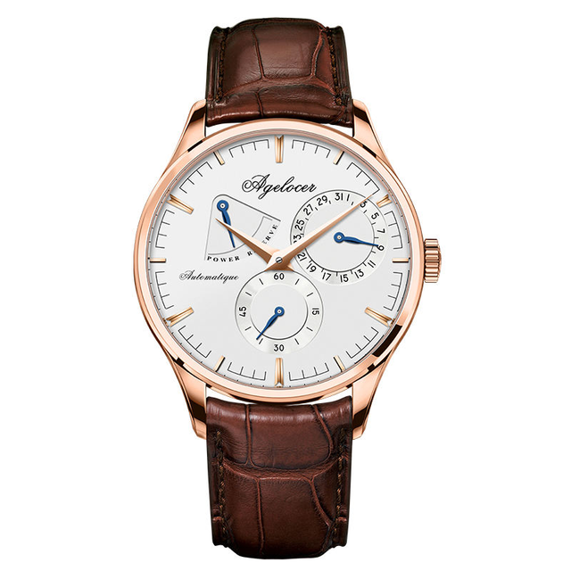 AGELOCER Original Budapest Watch Kinetic Display Men's Vogue Formal Automatic Mechanical Watch Stainless Steel Leather Strap