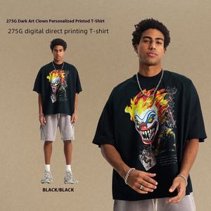 Sebanda pesante 275G <span class=keywords><strong>manica</strong></span> <span class=keywords><strong>a</strong></span> <span class=keywords><strong>pipistrello</strong></span> camicia crops Clown DTG stampa <span class=keywords><strong>manica</strong></span> corta t-Shirt Unisex grande taglia BoxyT camicia da uomo - Product Image 6