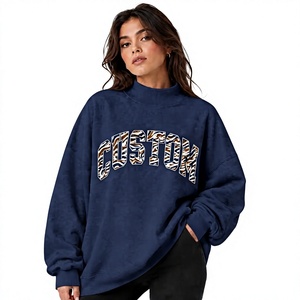 Sudadera de cuello alto para mujer, de alta calidad, 340GSM, color sólido, hombros caídos, manga larga, corte holgado, para ropa urbana. - Product Image 1
