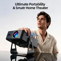 Mini projecteur intelligent Android portable 1080P 4K avec haut-parleur HIFI, correction automatique de la distorsion trapézoïdale, 760 lumens, compatible 3D - A005