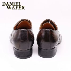 Chaussures habillées formelles en cuir véritable marron faites à la main pour hommes - Product Image 6