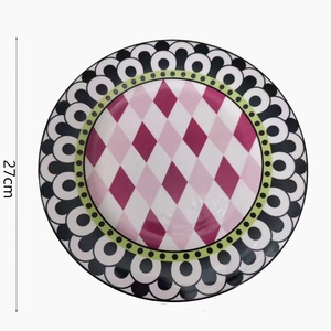จานอาหารลายเรขาคณิตสีเคลือบใต้ผิวสไตล์ยุโรปและอเมริกา - Product Image 5