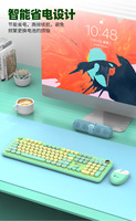 Clavier de bureau sans fil 104 touches rétro avec touches rondes, rétroéclairage LED silencieux, double mode, design coloré et mignon, USB pour ordinateur portable/ordinateur de bureau