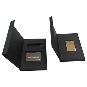 Carte-cadeau magnétique de luxe personnalisée Boîte d'emballage en papier pour carte de visite Carte-cadeau en métal pour adhésion VIP Boîte-cadeau pour carte