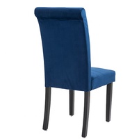 Chaise de salle à manger en velours tufté bleu marine, design boutonné en losange, pieds en bois massif, durable, moderne, pour usage commercial et hôtelier, certifiée BSCI