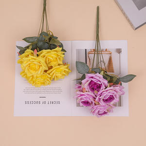 ช่อดอกไม้ประดิษฐ์ ดอกกุหลาบผ้าไหม 7 หัว ประดับเพชร ช่อเล็ก ตกแต่งบ้านและร้า<span class=keywords><strong>น</strong></span>อาหาร ZSMG-362 - Product Image 4