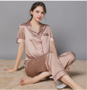 Ensembles de pyjamas <span class=keywords><strong>en</strong></span> <span class=keywords><strong>soie</strong></span> pour adultes respirants Vêtements de maison pour femmes et hommes Vêtements de nuit pour couples - Product Image 5