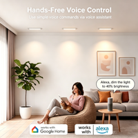 Plafonnier LED encastré intelligent 8 pouces CW 1800LM Tuya Wifi pour contrôle via Alexa Google App, intensité variable, pour la maison