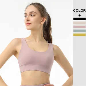 Soutien-gorge noir pour femmes, rembourré, idéal pour le Yoga, les pompes, débardeur sans couture