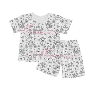 Custom Pyjama Set Kids Kleding Zomer Toddle Katoenen Pyjama Met Korte Mouwen Baby Meisjes Kleding <span class=keywords><strong>Sets</strong></span> Kleuring Pyjama 'S Voor Kinderen - Product Image 5