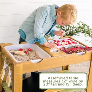 <span class=keywords><strong>Tavolo</strong></span> Sensoriale - Robusto <span class=keywords><strong>Tavolo</strong></span> in Legno con 3 Contenitori Sensoriali, 2 Tazze e 3 Ganci - Gioco Sensoriale per Interni/Esterni per Bambini - Product Image 4