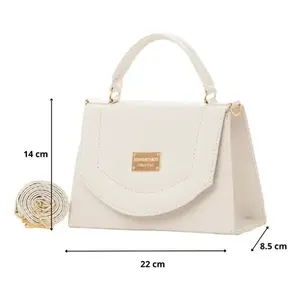 Bolso Bandolera Blanco Fana Linda, Microfibra, Cuero Sintético, Cierre de Cremallera, Dos Correas, Uso Diario, Primavera, Verano, Invierno - Product Image 3