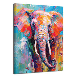 Original Art OEM/ODM Peint à la main Peintures d'animaux impressionnants Art abstrait moderne Palette Couteau Peinture d'éléphant - Product Image 1