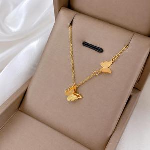 Collar de Cadena con Microincrustaciones de Zirconia Brillante en Forma de Corazón y Mariposa, Chapado en Oro de 18K, de Acero Inoxidable, de Moda y de Gran Venta - Product Image 5