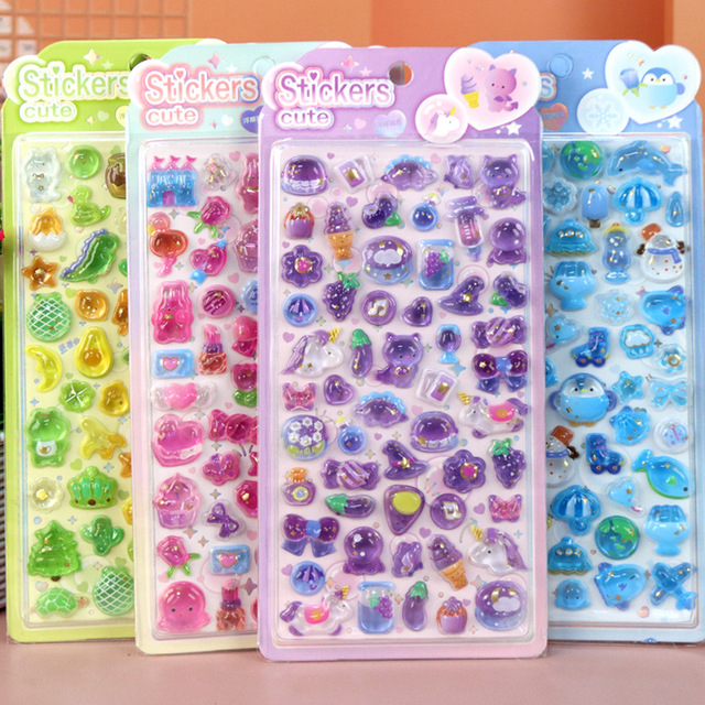 Custom 3D PVC Stereo Relief PVC Kawaii Decorative Stickers Puffy Bubble Bonbon Drop Stickers for Phone Case Notebook Scrapbooks